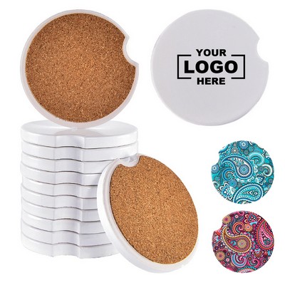 Absorbent Car Coaster With Cork Base