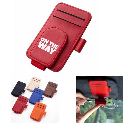 Leather Car Sun Visor Glasses Holder