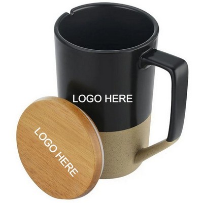 Two Tone Ceramic Mug With Lid 15 Oz
