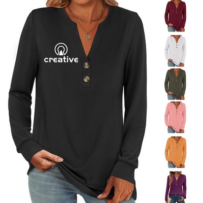 Womens Long Sleeve V Neck Fall Clothes