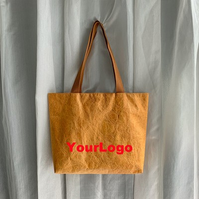 Dupont Paper Tote Bag Waterproof Vintage Wrinkle Shoulder Bag Eco-Friendly Shopping Bag