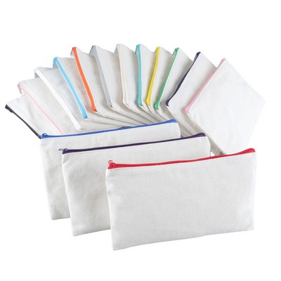 Multipurpose Canvas Color Zippered Pouch