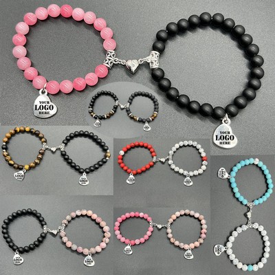2 PCS Long Distance Gemstone Matching Bracelets Set