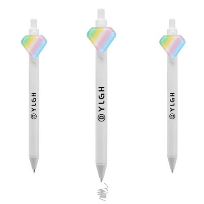 Click Activated Pen With Rainbow Strapes Diamond