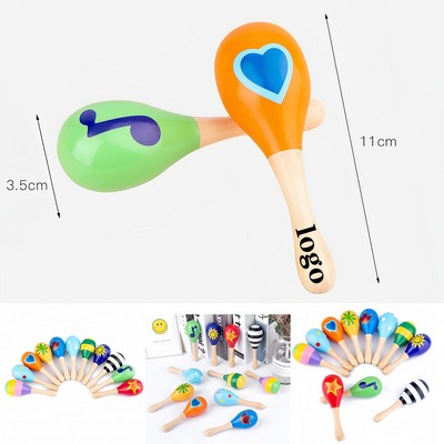 Wooden Maracas Rattles For Kids Musical Play