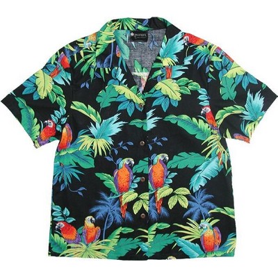 Ladies Hawaiian Shirt (DEEP INVENTORY) - 100% Cotton Poplin Tropical Print w/ Coconut Buttons