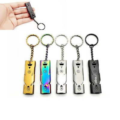 High Decibel Portable Safety Stainless Steel Outdoor Frequency Survival Whistle With Keyring