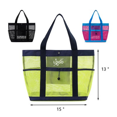Large Colorful Mesh Beach Tote Bag