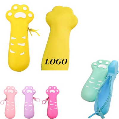 Cartoon Cat Paw Silicone Pencil Case