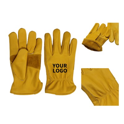 Cowhide Work Glove With Heat Transfer Mark 9.5" X 4.7"