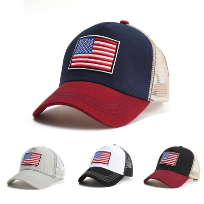 Patriotic Star-Spangled Mesh Cap