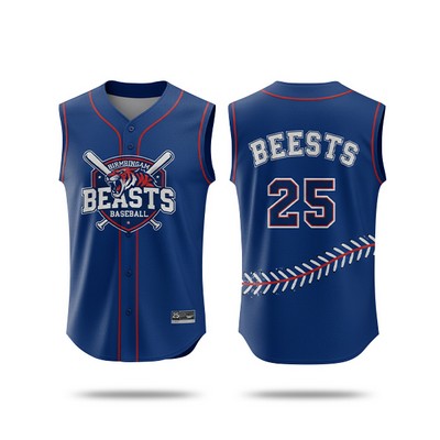 Sublimation Full-Button Sleeveless Baseball - 200 gsm