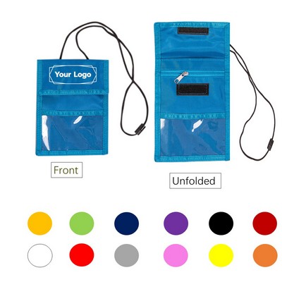 Zippered Neck Wallet with Clear Display Pocket