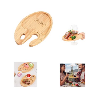 Wood Trays With Wine Glass Holder