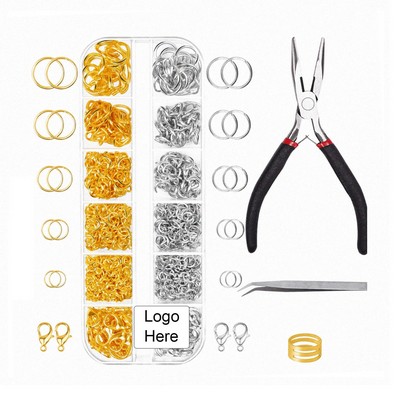 Rings Clasps Tweezers Platinum & Golden DIY Jewelry Set