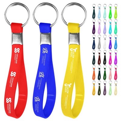 Debossed/Print Silicone Wristband Keyring