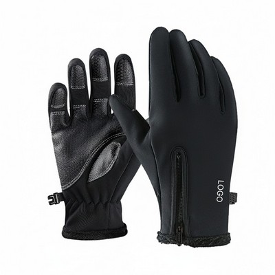 Winter Touchscreen Windproof Warm Sports Gloves with Zipper for Cycling and Outdoor Activities