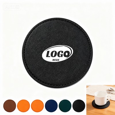 4" PU Leather Round Coaster