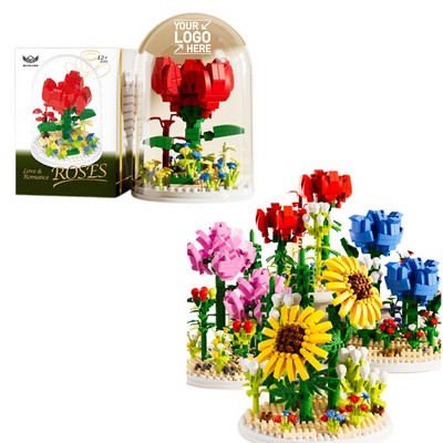 Building Block Flower Display With Dust Cover