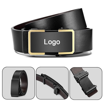 Men Automatic Slide Buckle Adjustable Leather Ratchet Belts for Dress Casual Pants Shirts Jeans
