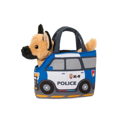 Police Car Pet Sak w/German Shepherd Stuffed Animal