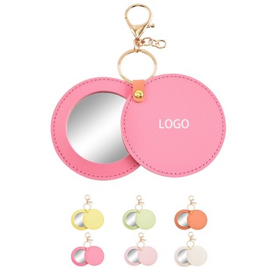 Round Double Sided Makeup Mirror With Keychain