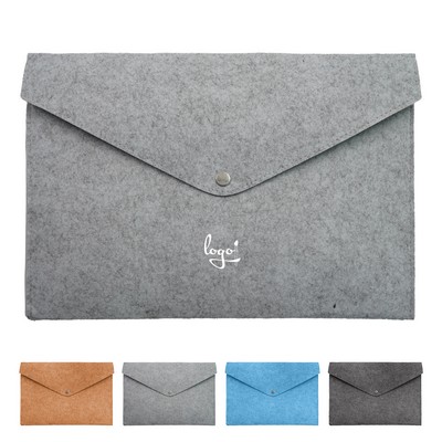 Portable Lightweight A4 Felt Envelope Document Bag Snap Closure File Folder