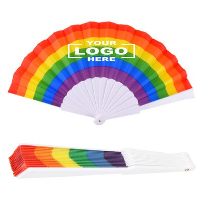 Rainbow Folding Hand Fan