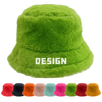 Winter Solid Color Faux Fur Bucket Hat