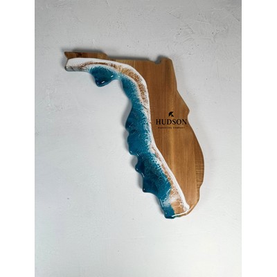 Florida Shaped Acacia Cheese Board - Ocean Vibes
