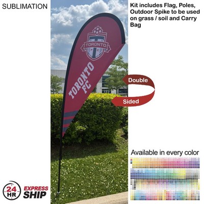 24Hr Express Ship - 7.5' X-Small Tear Drop Flag Kit, Full Color Graphics Double Sided.