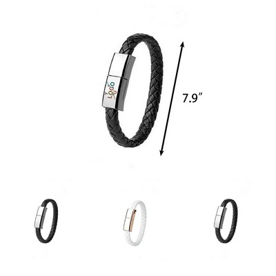 USB Leather Bracelet Fast Charger Cable