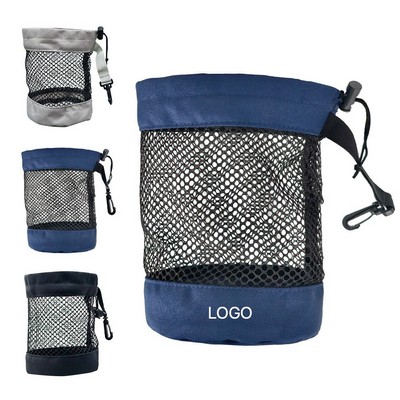 Portable Golf Ball Mesh Storage Bag Durable Nylon Drawstring Mesh Pouch Lightweight Golf Accessory