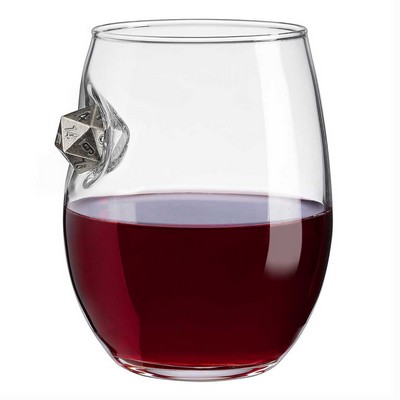 D20 Dice Embedded Wine Glass