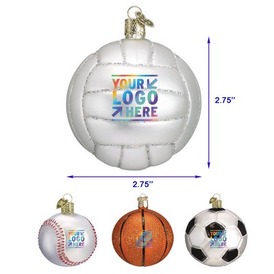 Christmas Volleyball Glass Blown Ornament