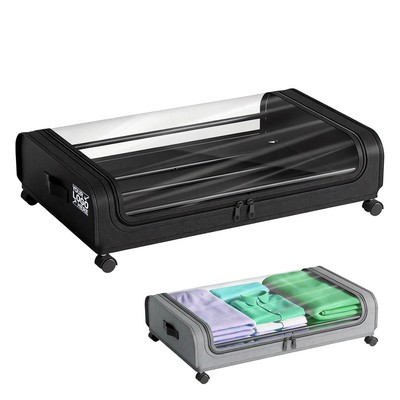 Large Under-Bed Storage Box with Clear Lid and Wheels