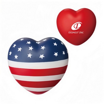 2.75" Heart Shaped Stress Reliever With USA Flag Design