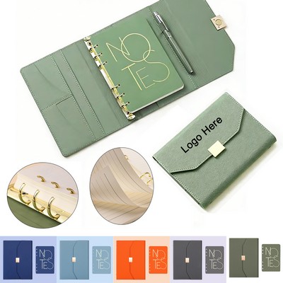 Custom Pu Leather Notebook A5 Tri-Fold Loose-Leaf Organizer