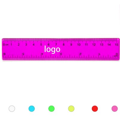 Six Inch Colored Transparent Plastic Ruler With Standard And Metric