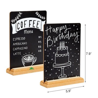 Mini Tabletop Chalkboard Sign Wood Base Menu Display Stand