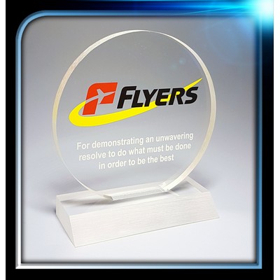 Frosted Series Acrylic Round Award w/Base (4" Dia x 3/8")