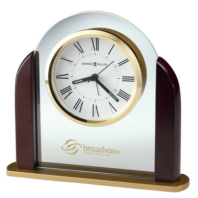 Derrick Glass Arch Alarm Clock w/ Rosewood Sides