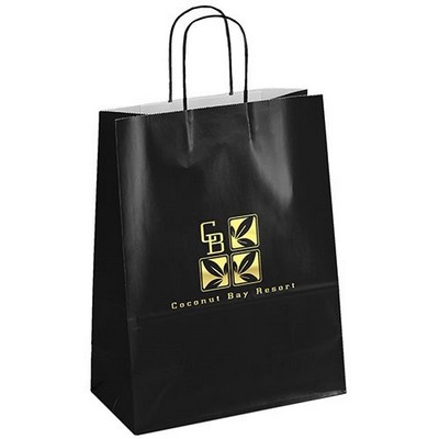 Amber™ - Gloss Shopper - Black Bag - Foil Print