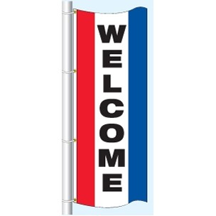Double Faced Stock Message Interceptor® Drape Flag (Welcome) (3' x 8')