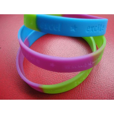 1/2" Multi-Color Debossed Silicone Wristband