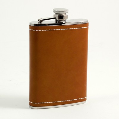 8 Oz. Tan Leather Flask