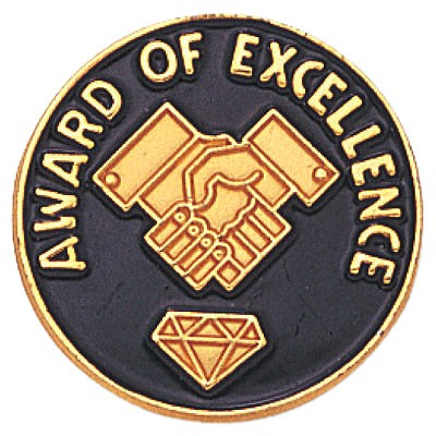 ¾" Die Struck Enameled Gold Plated Award Of Excellence Pin