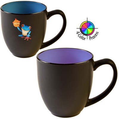 14 1 & 2 Oz. 2 Tone Satin Black & Lavender 4 Color Process Bistro Mug - Dishwasher Safe