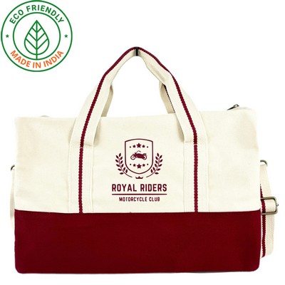 Classic Eco Friendly 18 oz Canvas Duffel Bag w/Maroon Red Trim