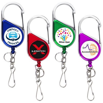 Color Chrome Heavy Duty Carabiner Retractable Badge Reel